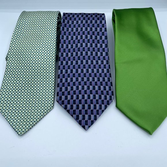 3 Neck Tie Lot Bundle Izod Geoffrey Bean Van‎ Heusen Men's Blue Green - Picture 1 of 3